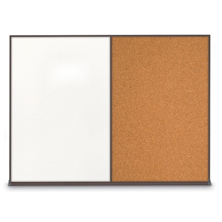United Visual Products Triple Door Radius Corkboard, 72"X36", B UV8005-BLACK-BLACK